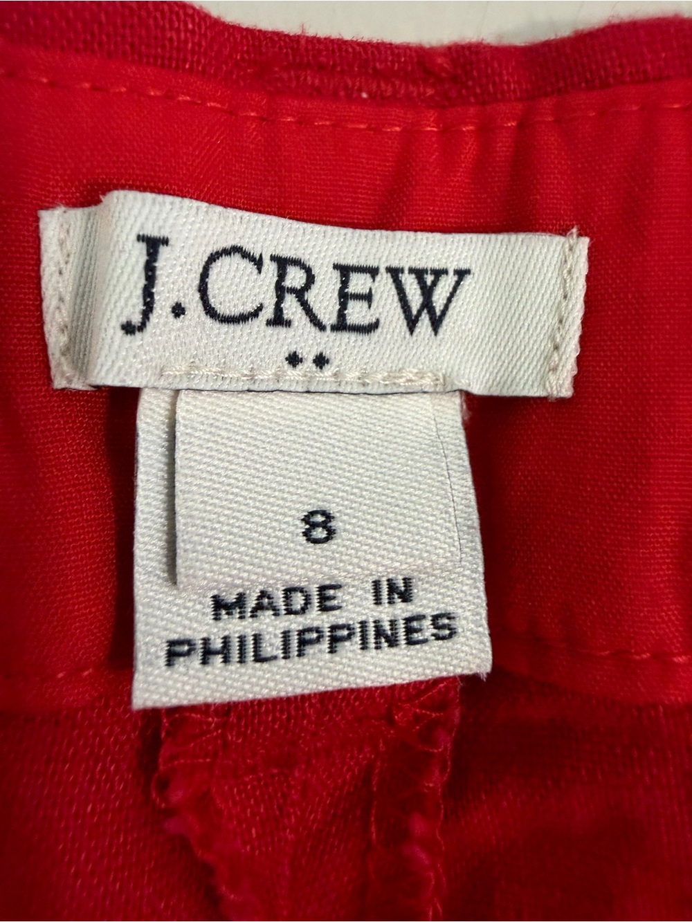 J Crew Scalloped Hem Linen Blend Shorta Womens 8 Red Summer Resort Stretch Chic - Picture 6 of 9